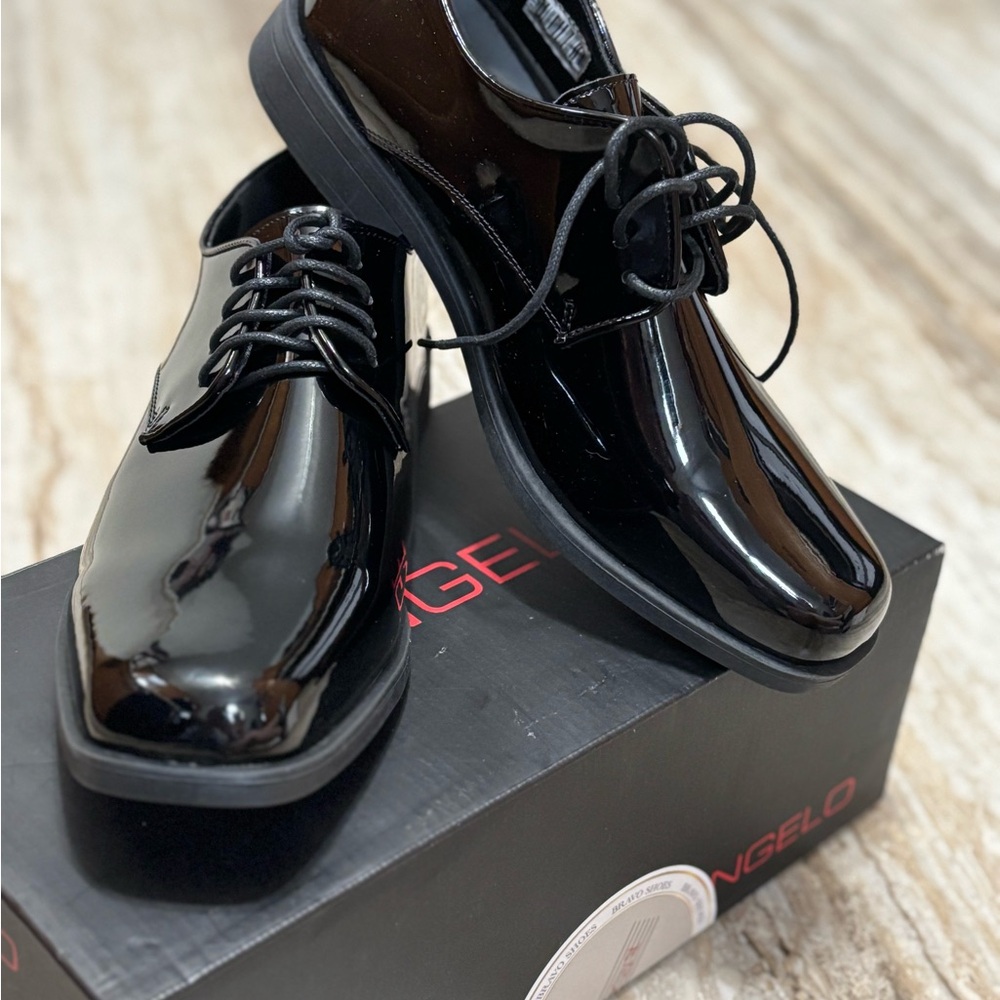 Angel Black Oxfords with Patent Leather Finish